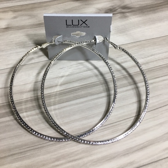 LUX accessories Jewelry - Large rhinestone hoop earrings